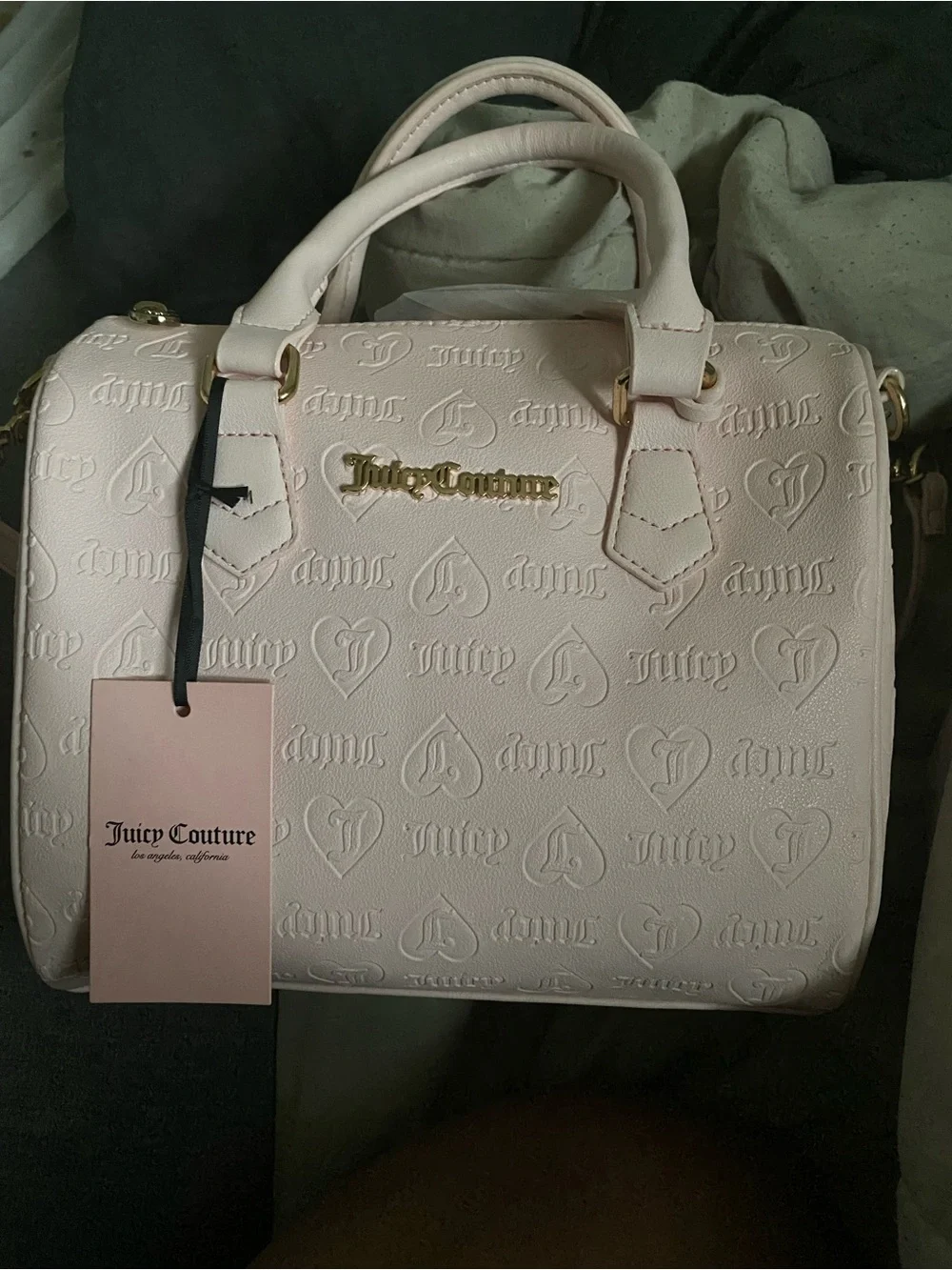 Juicy Couture Pale Pink Embossed Satchel with Gold Hardware
